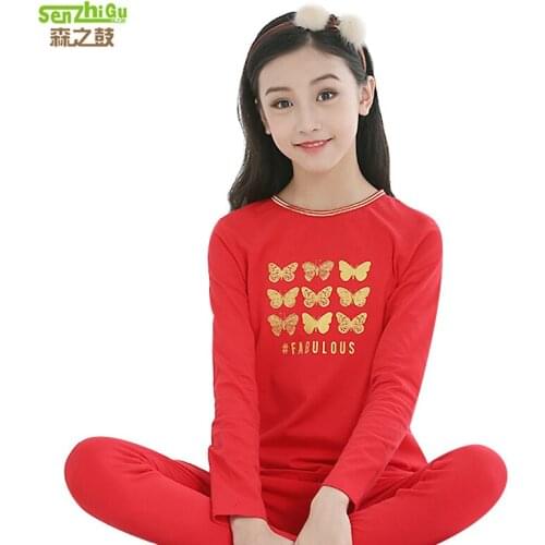 Childrens natal year underwear set big red boys and girls cotton long-sleeved cotton sweater mid-autumn clothes long trousers