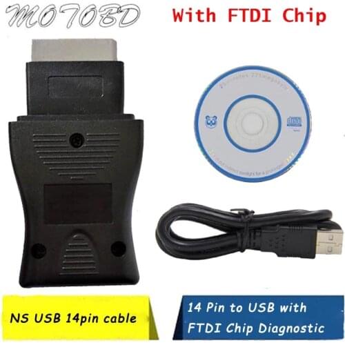 LR10 New Arrival For Nisan Cnsult USB 14pin cable Diagnostic Interface OBD2 OBDII Scanner usb 14Pin cable Free Shipping
