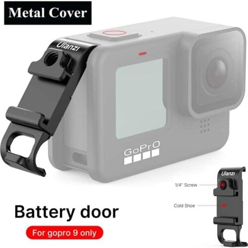 Pgraded Multi-functional Battery Side Door for GoPro Hero 9 Metal Battery Lid Type-C Charging Port Cold-shoe Mount 1/4 Screw