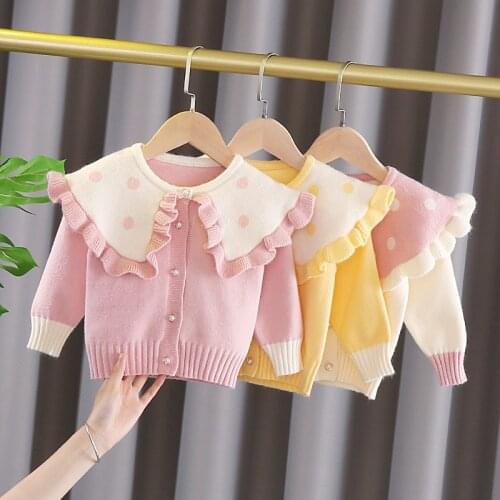Autumn Winter Girls Sweatshirt Baby Princess Mink Velvet Knit Cardigan Jacket Kids Pearl Clothes Children Coat Kids Sweaters