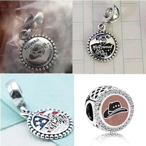 2020 New 100% Sterling Silver S925 Hawai, Hollywood, New York, Las Vegas Vegas Rodeo Charm Pendant Diy Original Female Jewelry