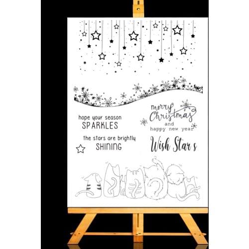 Cats Looking Stars Transparent Stamps New 2020 Rubber Silicone Seal for DIY Scrapbooking Card Making Album Decoroation Crafts