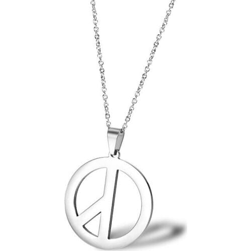 RIR Stainless Steel Silver Color Peace and Love Sign Necklace Symbol Tiny Hipster Jewelry Unisex