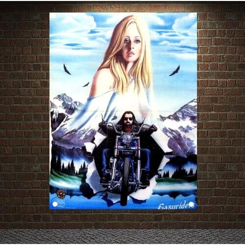 Sexy Girl Motor KTM Racing Banners Flags Motorcycle Riders Poster Canvas Painting Wall Stickers For Bar Pub Room Home Decoration