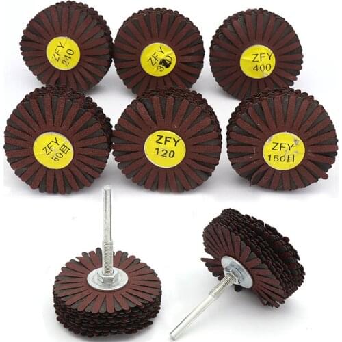 6mm Shank Polishing Wheel Shutter Sandpaper Furniture Polishing Chiba For Wood Carving Furniture Grinding Cleaning Tools 80-180