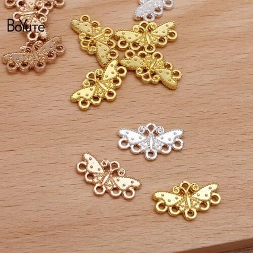 BoYuTe (200 Pieces/Lot) 11*18MM Metal Alloy Butterfly Charms Connector DIY Handmade Jewelry Findings Components