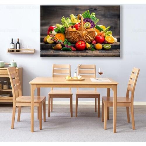 Modern Fruit and Basket Wall Art Poster Canvas Painting Prints Cuadros for Kitchen Dining Room Decoration No Frame