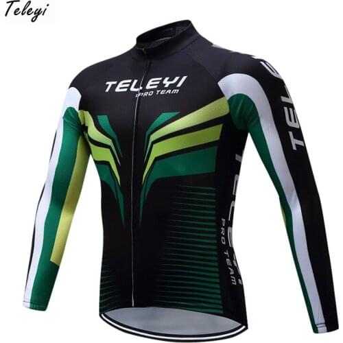 Teleyi 2018 pro team Long Sleeve Cycling Jersey Men Racing Cycling Clothing 100% Polyester MTB Bicycle Jersey Bike Wear Clothes