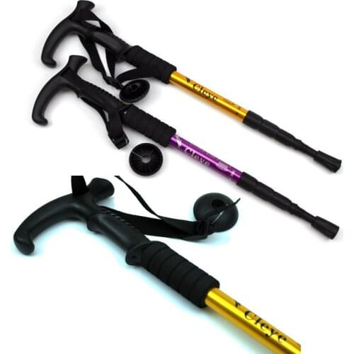 High-strength aluminum alloy shock absorber T-handle trekking pole cane cane outdoor hiking camping adventure supplies