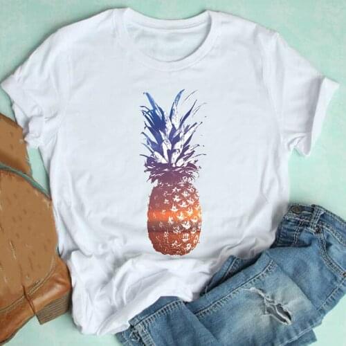 Women Short Sleeve Pineapple Fruit Beach Casual 2021 Fashion Spring Summer Clothes Print Tshirt Female Tee Top Graphic T-shirt
