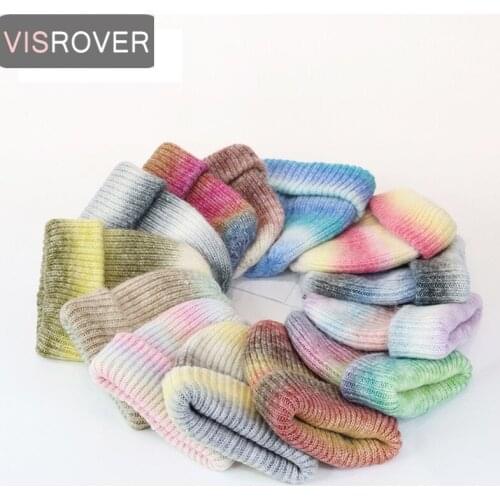 VISROVER 13 Colors Unisex Space Dyed Color Acrylic Woman Winter Hat Soft Autumn Bonnet Best Matched Woman Warm Skullies Gift