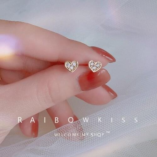New Arrival Heart Stud Earring For Women Simple Fashion Pavé Zircon Crystal Love Cartilage Ear Nails Small Delicate Lady Jewelry