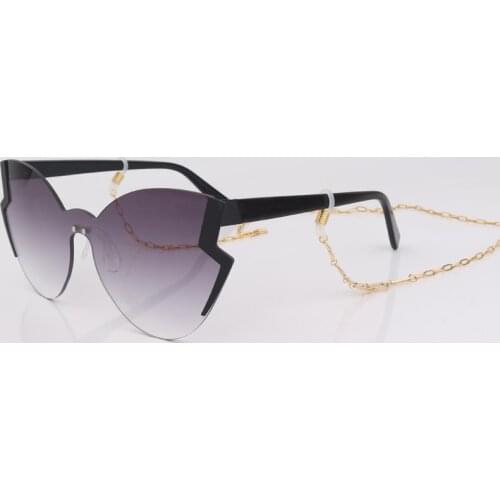 Half frame cat eye sunglasses women with chain