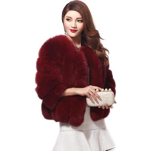 Winter Women Plus Size Hight Imitation Faux Fur Jacket Elegant Stitching Warm Coat BOoDinerinle PC026