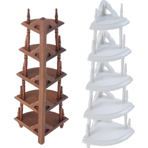 1:12 Mini Kitchen Side Cabinet Miniature Display Shelf Accessories Kitchen Dining Cabinet versatile scene wooden triangle shelf