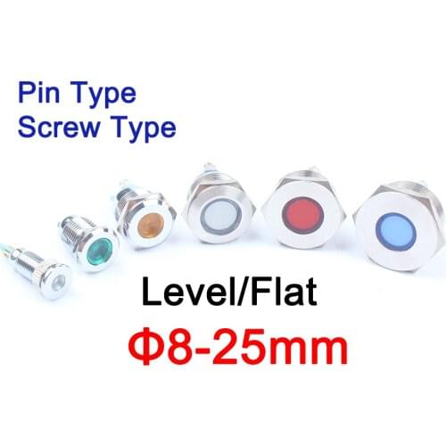 1pcs 8mm 12mm 16mm 19mm 22mm 25mm Waterproof Metal LED Warning Indicator Light Signal Lamp Pilot Wire 3V 5V 6V 12V 24V 110V 220V