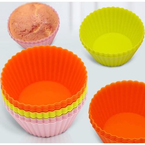 12Pcs Cupcake Cup Mold No Odor Eco-friendly Desserts Candies Muffin Cup Mold Silicone Greaseproof Baking Cup Mold Kitchen Tool