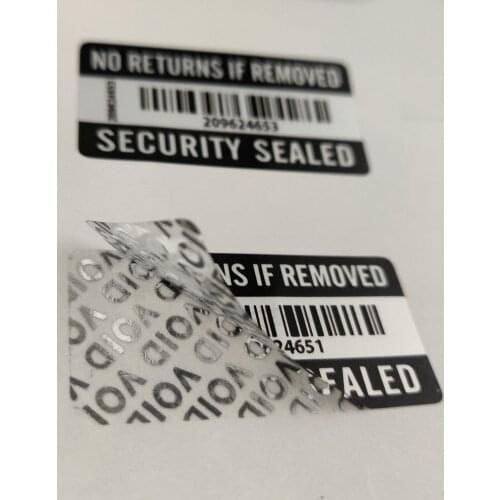 1200PCS No RETURNS IF REMOVED Tamper Proof Warranty Void Label Sticker 2" x 1“ Security Warranty sticker