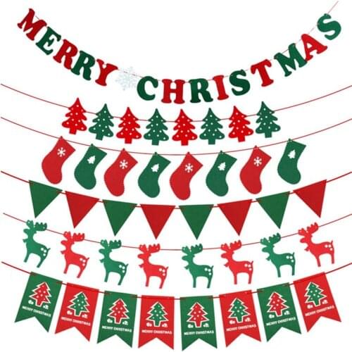 8pcs/set Christmas Decoration Flag Hanging Banner Garland Ceiling Window Walls Hotel Non-woven Christmas Tree ornaments 2019