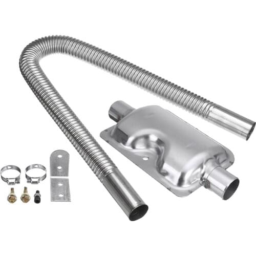Stainless Steel 24" Length Car Exhaust Pipe Silencer Muffler Kit Clamps 1" Inner Diameter Pipe for Eberwebasto