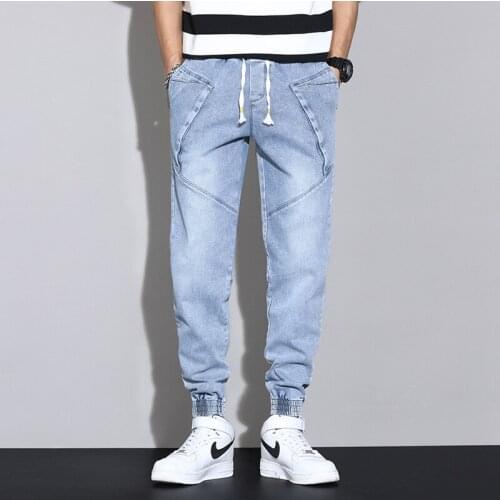 Spring Summer Harem Jeans Men Stretched Denim Pants Streetwear Black Joggers Men Casual Baggy Jeans Trousers Plus Size 7XL 8XL