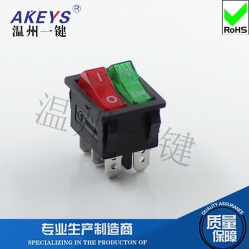 KCD6-202N-6P traffic light Electric wok rocker Second gear six feet 31*25 double rocker switch