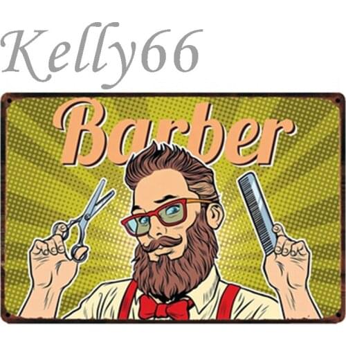 [ Kelly66 ] Barber Shop Metal Sign Tin Poster Home Decor Bar Wall Art Painting 20*30 CM Size y-1474