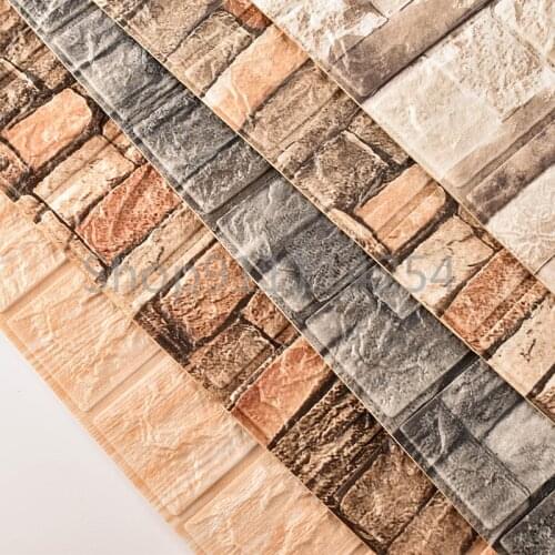 Brick Wall Paper Self-adhesive Waterproof Washable Wallpaper Kitchen Bathroom Background Wall Decoration Sticker