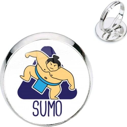2021 Japanese Sumo Cartoon Character Rings Fashion Classic Glass Dome Cabochon Ring Daily Jewelry Gift