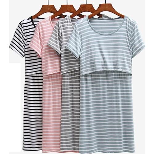 Nursing nightdress thin section home skirt modal pajamas summer outing pregnant women postpartum dress confinement clothing