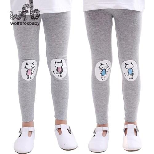 Retail 3-10years cat footless cotton girls ankle length pants capris Cropped clothing kids leggings children spring fall