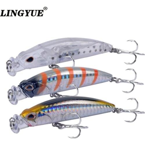 LINGYUE Slow Sinking Popper Minnow Rattling Pesca 80mm 10g Quality Wobblers Artificial Bait For BASS Pike Fishing Lure Tackle