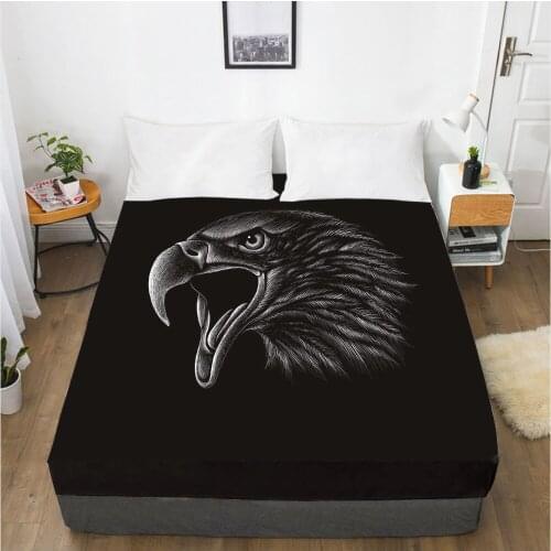 Mattress Cover Fitted Sheet With Elastic Band Bed Sheets Bedding Linens Queen King Size Bedsheet 90/150/160X200CM Black Eagle