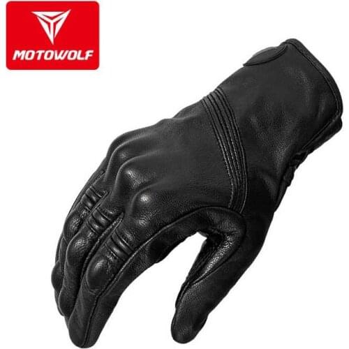 Fashionable Outdoor Racing Sport Glove Motocross Perforated Real Leather Motorcycle Gloves Moto Waterproof Gloves