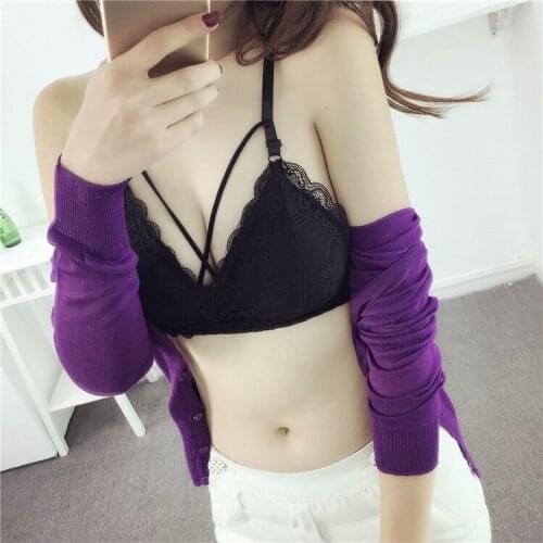 Fashion sexy lace bra Womens Seamless Vest sleepwear bra Wire Free Bra padded thicken brassiere cool summer lace push up bra