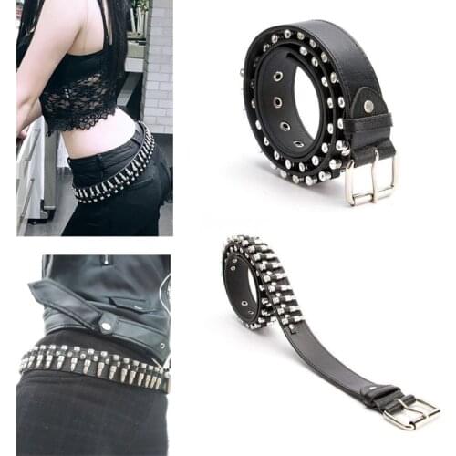 Fashion Ladies Leather Punk Belt Studed Rivet Bullet Belt Goth Jeans Steam Punk Rock Women Waist Belt Cool Accessories