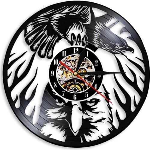 Eagle Wall Art Decor Wall Clock Make From Vinyl Record 12" Quartz Silent Vintage Home Decor