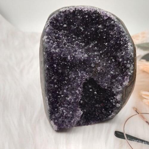 1pcs Natural amethyst hole mirage quartz crystal cluster mineral