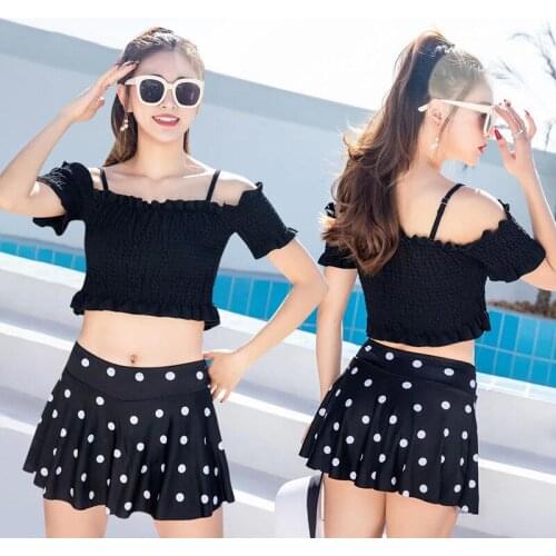 2021 New Korean Women High Waist Womens Sexy Bikinis Summer High Cut Bikini Set Two Piece Swimsuit Bikini Swimskirt