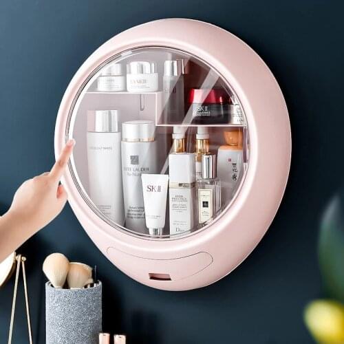 New Bathroom Wall-Mounted Makeup Storage Box without Punching Large-capacity Jewelry Cosmetic Storage Box