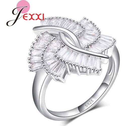 Wholesale 925 Sterling Silver Jewelry Rings For Women Wedding Engagement Accessory Geometric Crystal Promise Finger Ring