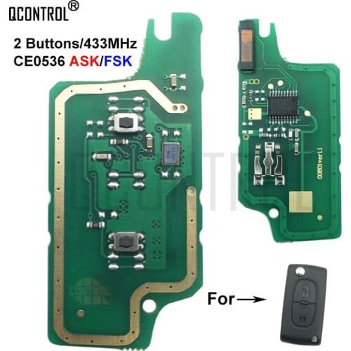 QCONTROL Remote Key Circuit Board for Citroen C2 C3 C4 C5 Berlingo Picasso ID46 (CE0536 ASK/FSK, 2 Buttons)