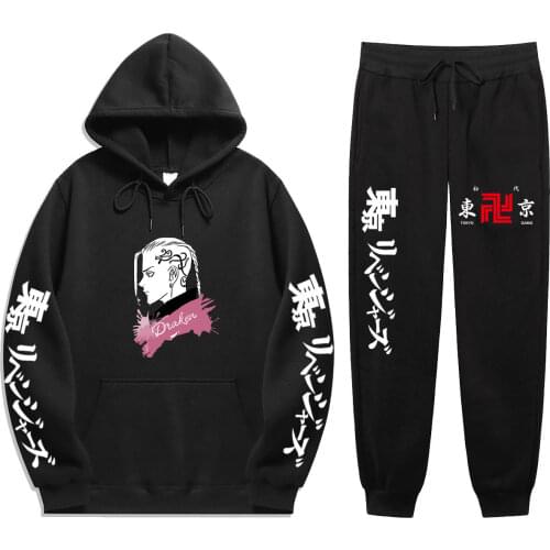 Casual Anime Tokyo Revengers Autumn Winter 2 Pieces Sets Products Man Hoodie +Sweatpants Soft Street Daily Suit Set