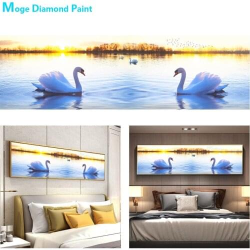 Bedside Banner Swan Lake Diamond Painting Animal Round Full Drill Nouveaute DIY Mosaic Embroidery 5D Cross Stitch Home Decor