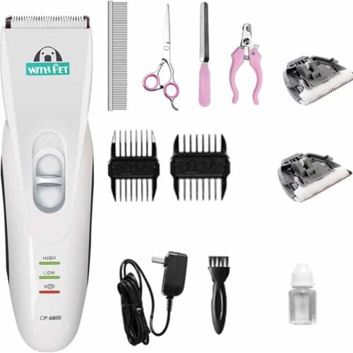 Professional Electric CP6800 Dog Hair Trimmer Silver Rechargeable Pet Hair Clipper Dog Cat Grooming Haircut Shaver Machine