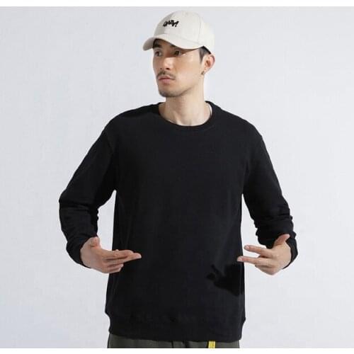 Plus Size 4XL Fashion Blank Loose Cotton Crewneck Long Sleeve Sweatshirt For Men