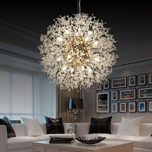 Modern Led Chandelier Lighting Lustre Clear Crystal Starburst Hanging Lamp Bedroom Light Living Room Decoration Pendant Foyer