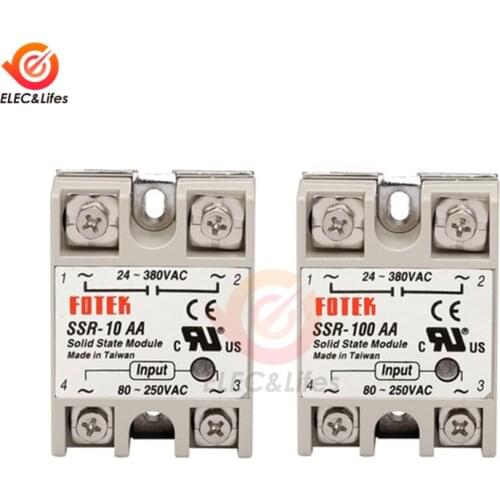 AC 220V Solid State Relay SSR-10AA SSR-25AA SSR-40AA SSR-60AA 10A 25A 40A 60A AC Control AC SSR Relay 80-250VAC TO 24-380VAC