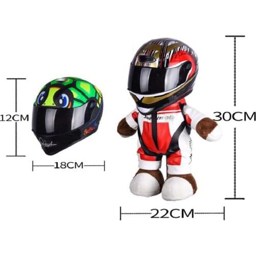 Boyfriend Presents Handsome Doll Bear Helmet Ornaments and Motorcycle Pendants Bedroom Atmosphere Decorations Home Accessories