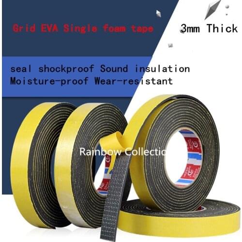 3mm Thick Grid black EVA foam seal single tape Not easy to break No residue shockproof Sound insulation Sponge tape